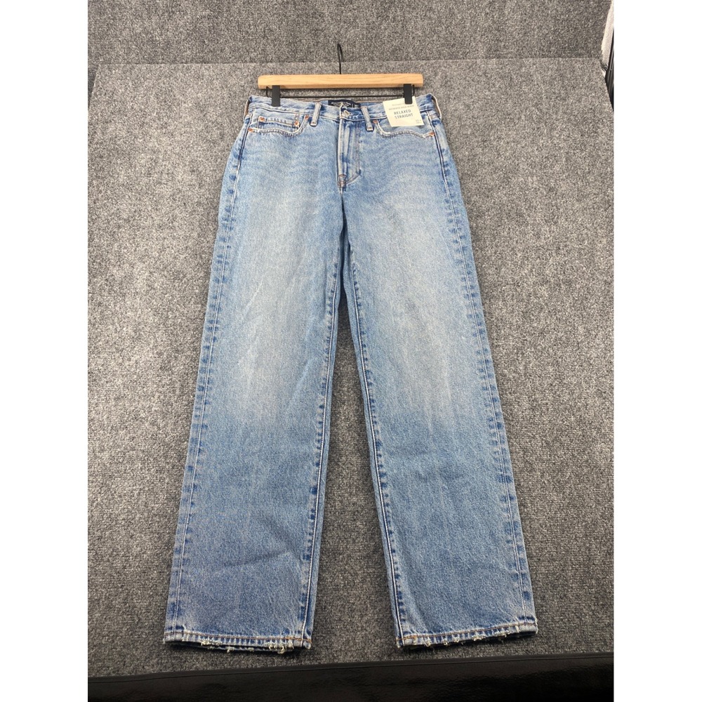Abercrombie & Fitch Relaxed Straight Authentic Rigid Denim Jeans Mens 30x32 Blue